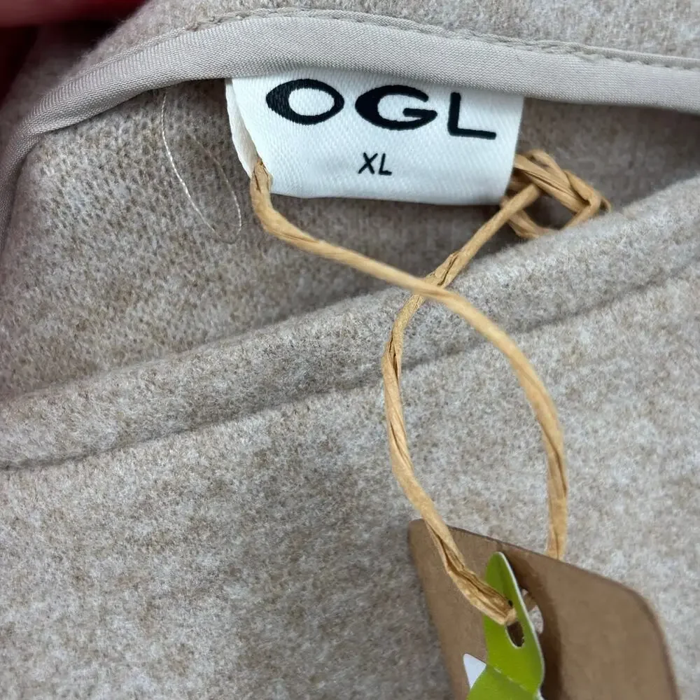 OGL Move Fuzz Luxe Wool-like Flared Midi Skirt Heather Oatmeal XL Light Academia